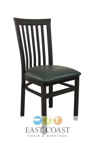 New Gladiator Full Vertical Back Metal Dining Chair with Green Vinyl Seat