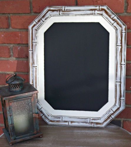 Vintage Framed Chalkboard Shabby Chic Bamboo Style Wall Hanging 21 x 17