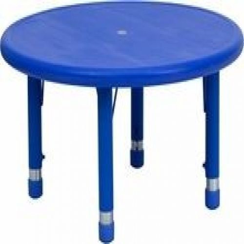 Flash Furniture YU-YCX-007-2-ROUND-TBL-BLUE-GG 33&#039;&#039; Round Height Adjustable Blue