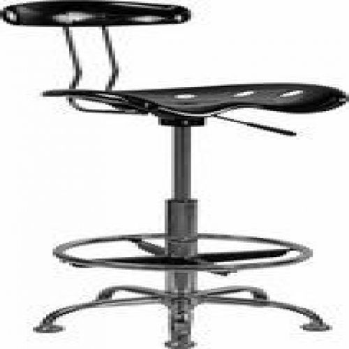 Flash Furniture LF-215-BLK-GG Vibrant Black and Chrome Drafting Stool with Tract