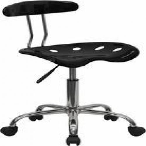 Flash Furniture LF-214-BLK-GG Black and Chrome Computer Task Chair with Tractor