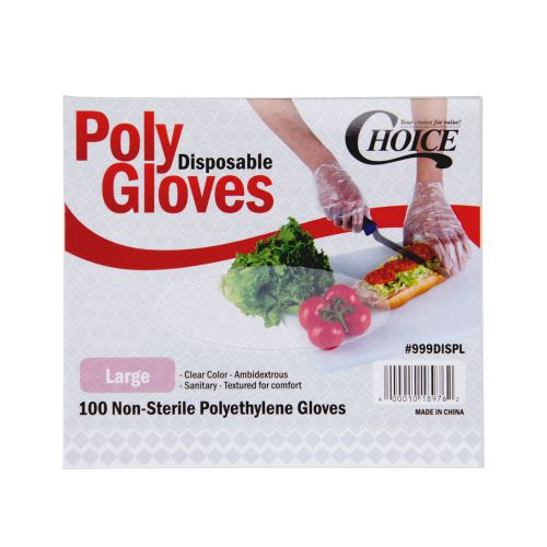 200 Disposable Poly Gloves,Food Service,Food Handling,Latex-Free, Large