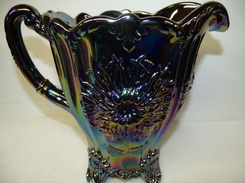 Amethyst carnival Glass water serving Pitcher dahlia Pattern dugan style purple