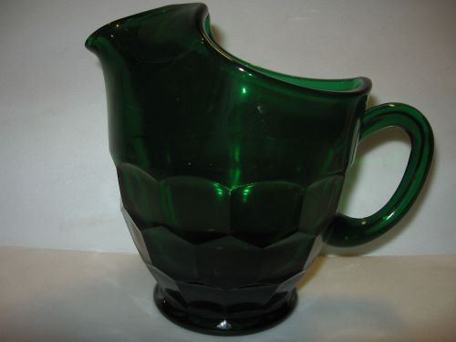 Hunter Green Glass water serving Pitcher georgian / viking Pattern art lemonaid