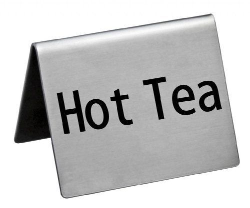 NEW New Star Stainless Steel Table Tent Sign  &#034;Hot Tea&#034;  2-Inch by 2-Inch  Set o