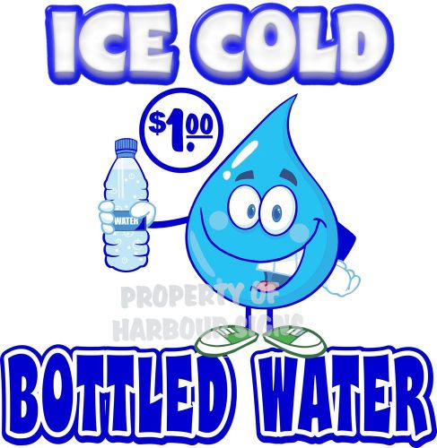 Ice cold bottled water $1.00 drink concession beverage food truck decal 24&#034; for sale