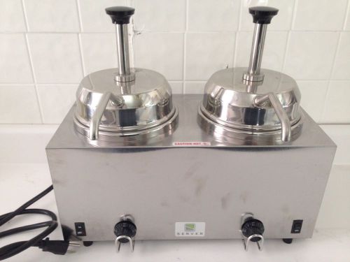 Twin server warmer with two pumps hot fudge, nacho cheese, syrup for sale