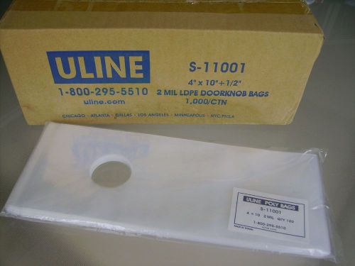 Box of 1000 poly bags 4&#034; x 10&#034; + 1/2&#034; clear plastic 2 mil uline poly bags for sale
