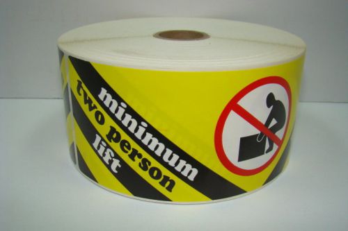 250 labels 2.5x8.125 minimum two person lift special handling sticker rolls for sale