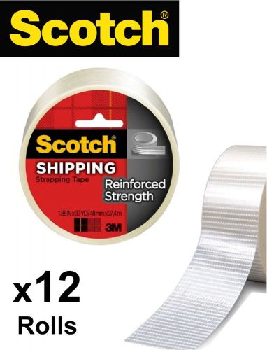 x12 Rolls SCOTCH 3M Reinforced Strapping Packaging Shipment Tape Rolls