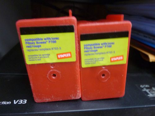Lot of 2 Partially used Staples Pitney Bowes ink cartridges P700 Red LQQK