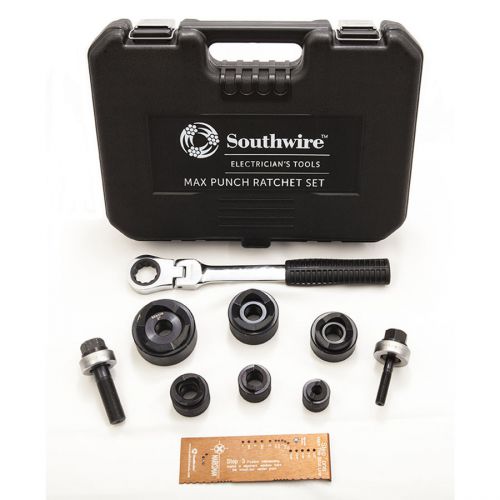 Southwire Max Punch Knockout Flex-head Ball Bearing Draw Stud Punch Set 9-Piece
