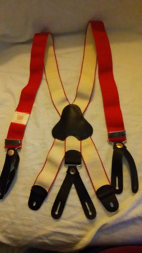 NEW Set Of Red GLOBE Fire Fighter Suspenders Patent # 796,892