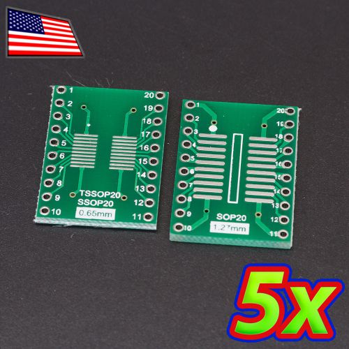 [5x] Double Sided SOP20 and TSSOP20 to DIP20 adapter Breakout PCB Converter