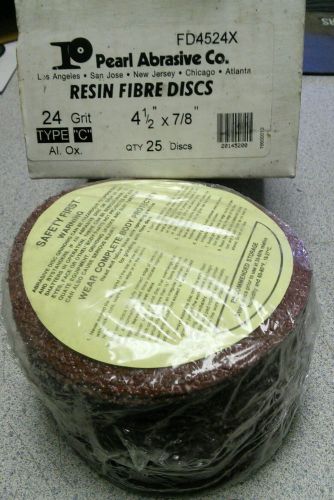 Pearl Abrasive Co. 24 grit resin fiber 4 1/2 x 7/8 inch discs. Type &#034;C&#034; 24 count