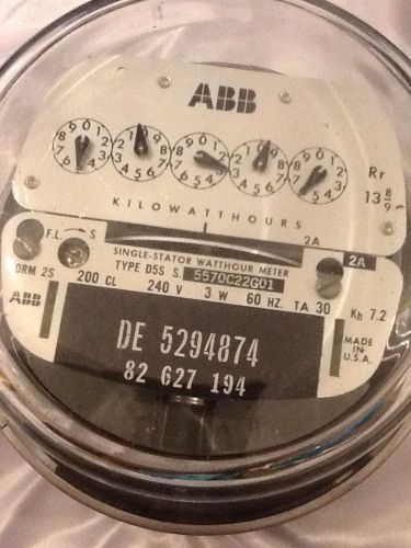 ABB, KILOWATTHOUR ELECTRIC METER (KWH) D5S, 5 POINTER STYLE, 4 LUGS, 240V