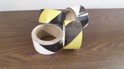 4 vintage rolls safety construction tape yellow &amp; black, black &amp; white for sale