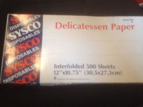 12&#034;x10.75&#034; Dry Waxed Deli Paper Sheets. 500 Pack Sysco