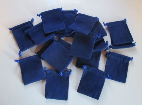Wholesale Lot of 50 Royal Blue Velveteen Drawstring Bags, Pouches 2&#034; x 2.5&#034;