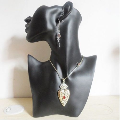 11&#034; Black Jewelry Necklace Earring Display Stand Bust Figure Mannequin Model