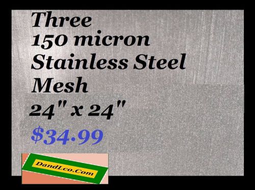 24&#034; x 24&#034; SS MESH / 150 MICRON 304 STAINLESS STEEL MESH 0.1MM WIRE DIAMETER