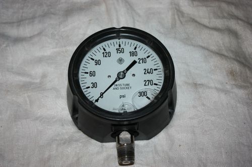 Mc daniel 316ss liquid filled pressure gauge -0-300psi, 6&#034; face, 3/4&#034; male, used for sale