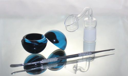 Quartz Glass Domeless Bangers  Honey Pot 18mm Female Free Jar and Silver Tool