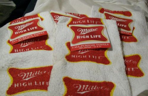 MILLER HIGH LIFE TERRY CLOTH TOWELS - Set of 4 lot Bar Rags kitchen home