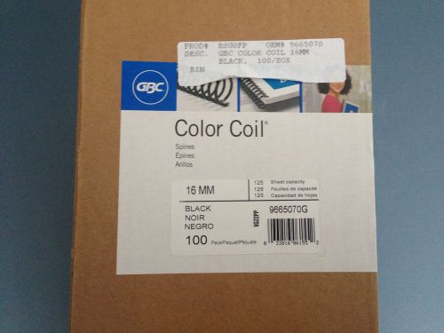 Color Coil Spines - 16mm - Black - box of 100 - GBC Document Finishing