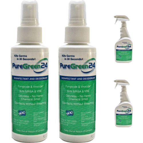 Puregreen24 2packs of 4oz &amp; 32oz of spray bottle disinfectant &amp; deodorizer combo for sale