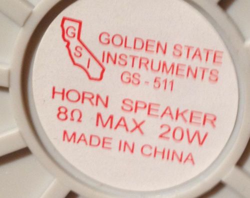 Golden State Instruments GS 511 Horn Speaker 8ohm 20W MAX Siren SECURITY ALARM