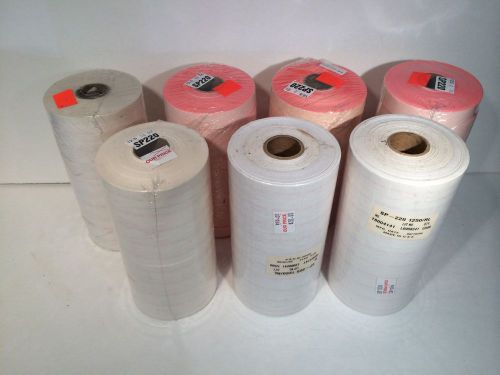 87,500 sato avery/dennison sp220/230 orange &amp; white labels - 70 rolls of 1,250 for sale