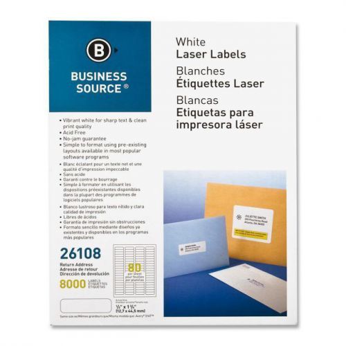 Business Source 1/2&#034; x 1 3/4&#034; - 80 Address Labels/ Sheet - 8,000/White, 5167