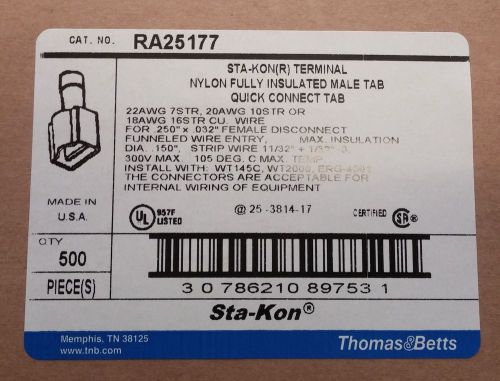RA25177 STA-KON(R) Terminal nylon fully insulated male quick connect