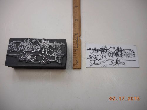 Letterpress Printing Printers Block, Campground Fun, Fishing, Canoeing, Playing