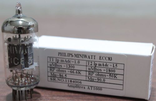 NOS 1x ECC83 Philips Miniwatt made in Holland Test Certificate  AT1000 #1184006