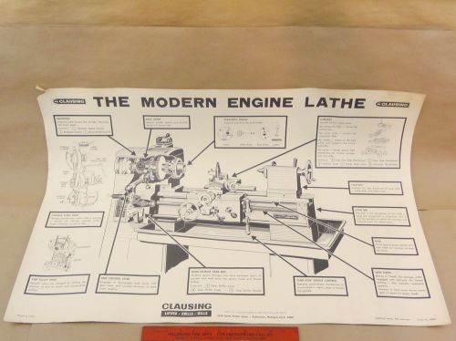 ORIGINAL CLAUSING THE MODERN ENGINE LATHE CHART DIAGRAM MACHINIST LATHE TOOL