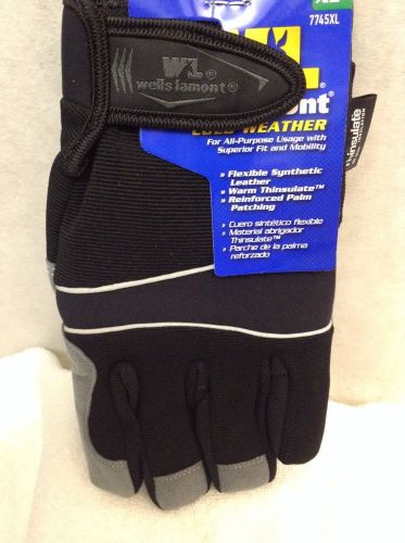Wells lamont 7745 cold weather gloves synthetic leather palm spandex back for sale
