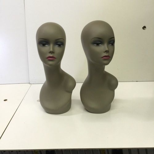 Lot of 2 Mannequin Heads for Retailing Display Wig Stand Hat Scarf