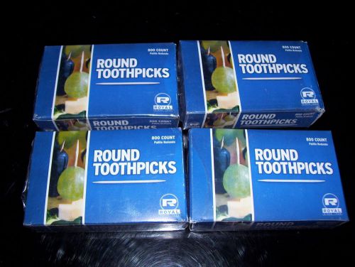 Royal Round Toothpicks New 4 Boxes 800ct.Each