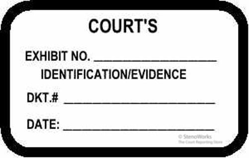 Court&#039;s exhibit no. labels stickers white  492 per pack for sale