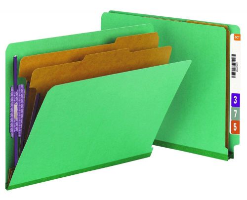Smead 26785 Green Letter-End Tab Classification Folders, 2 Part. 6 Sect -10 Ct