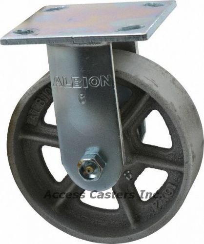 16CA06201R 6&#034; x 2&#034; Albion Rigid Plate Caster, Cast Iron Wheel, 1250 lbs Capacity