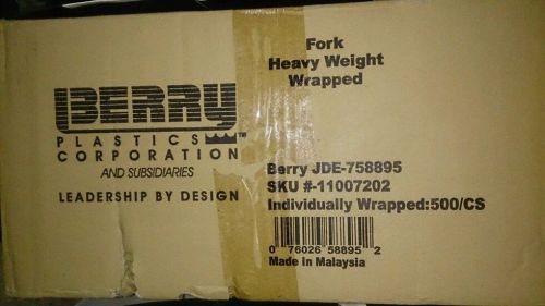 ~Box/500 New in Pkg, Indiv. Wrapped Heavy Wt. Black Forks, Berry Plastics Corp.~