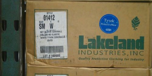 (25) Lakeland Tyvek coveralls, Style 01412-SM men&#039;s Small, collar, zipper BULK