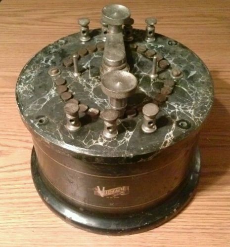 ANTIQUE VICTOR X-RAY MACHINE CONTROL RHEOSTAT METER AMPERES NICKEL AND MARBLE