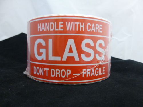 PREPRINTED SHIPPING LABELS- GLASS, Fragile, Handle w/Care Label (500) 3x5 - NEW