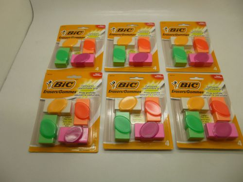 BIC 80744 Contoured Comfortable Grip Pencil Erasers 4 Pack each 24 total