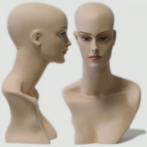 MN-411 Female Display Mannequin Head Form with Stylish Neck And Shoulder