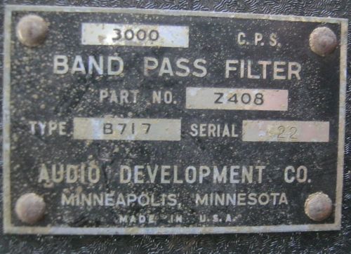 Audio Development Band Pass Filter Type B717
